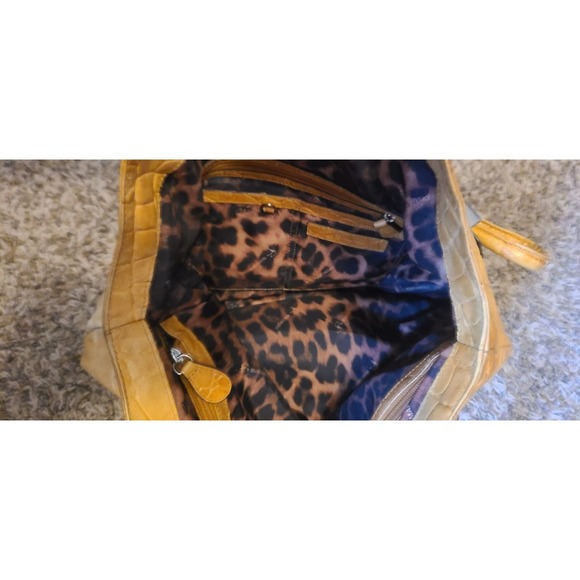 B. Makowsky Pebbled Leather Yellow Hobo Bag - Picture 6 of 8